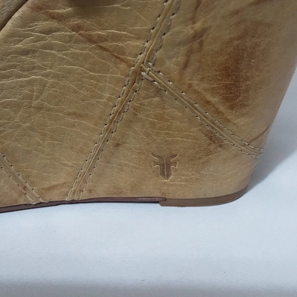 Frye Cognac Leather Platform Sandal with Ankle Strap